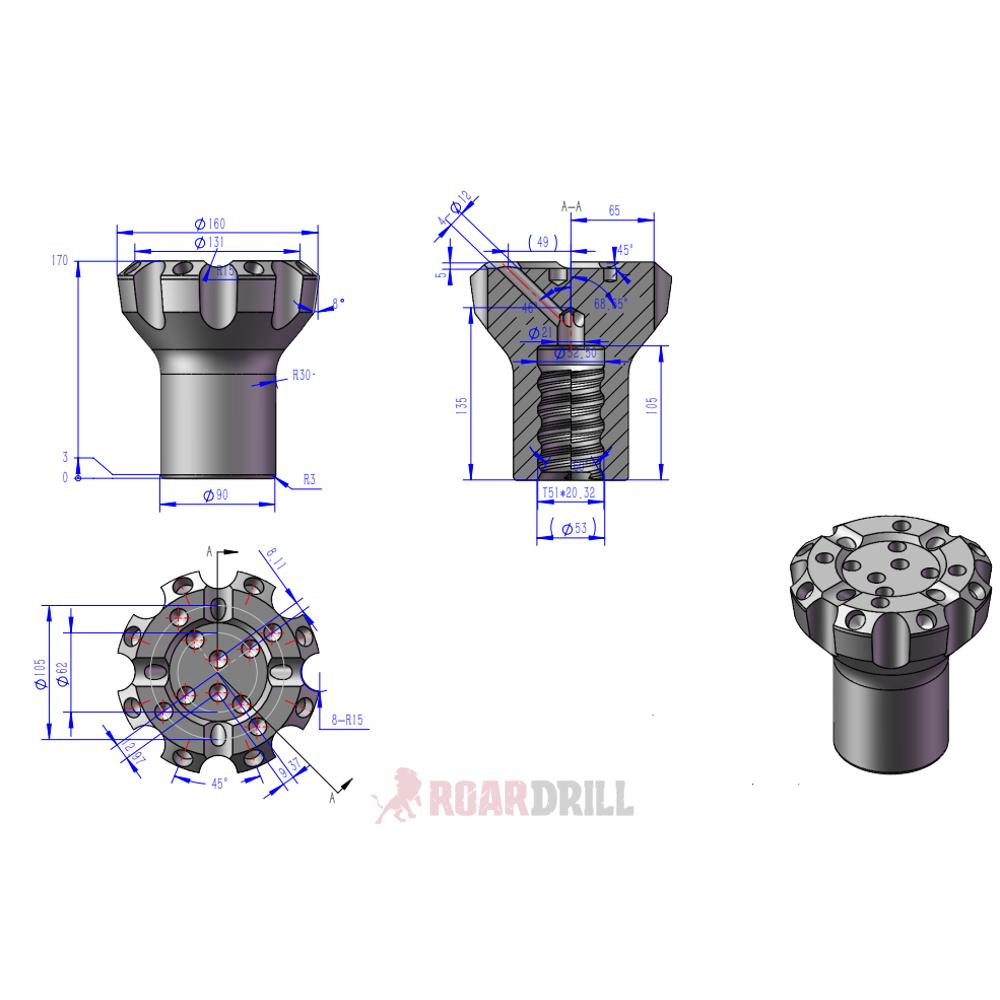 BIT T51 Dm:160mm Face:A Botton: (1014_814) Semibalistic