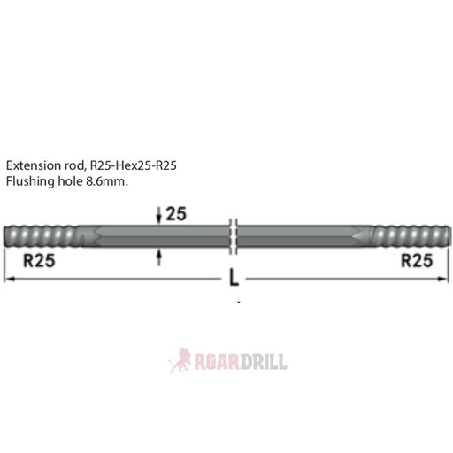 [12-3R25_R25MM1000] ROD (BARRA) HEX R25/R25 1000 mm (23H25-R25-1000-23